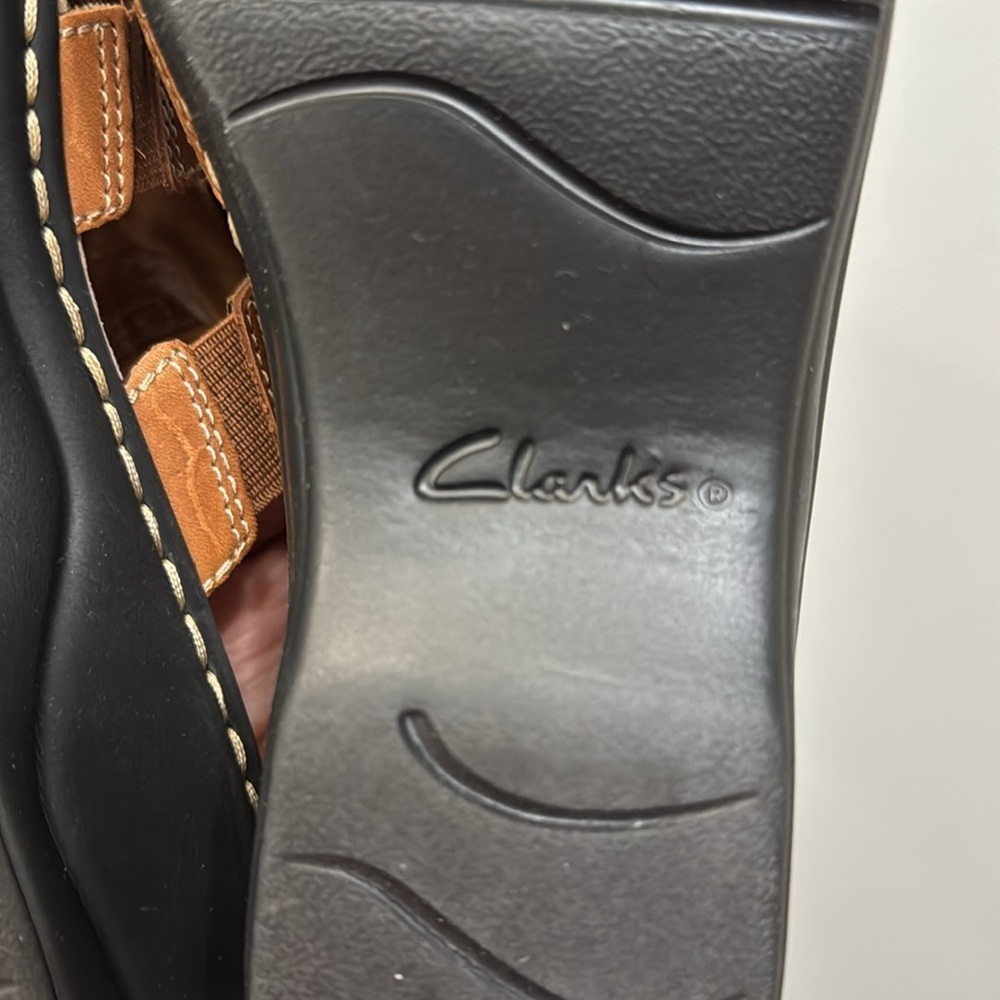 Clarks Lexi Qwin Brown Leather Slingback Sandals Shoes Size 8 Wide - Picture 14 of 15